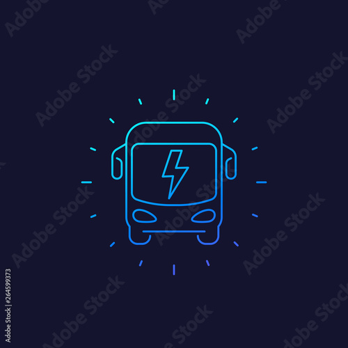 electric bus icon, linear
