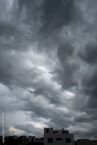 Dramatic cloudy summer sky in Puebla Mexico