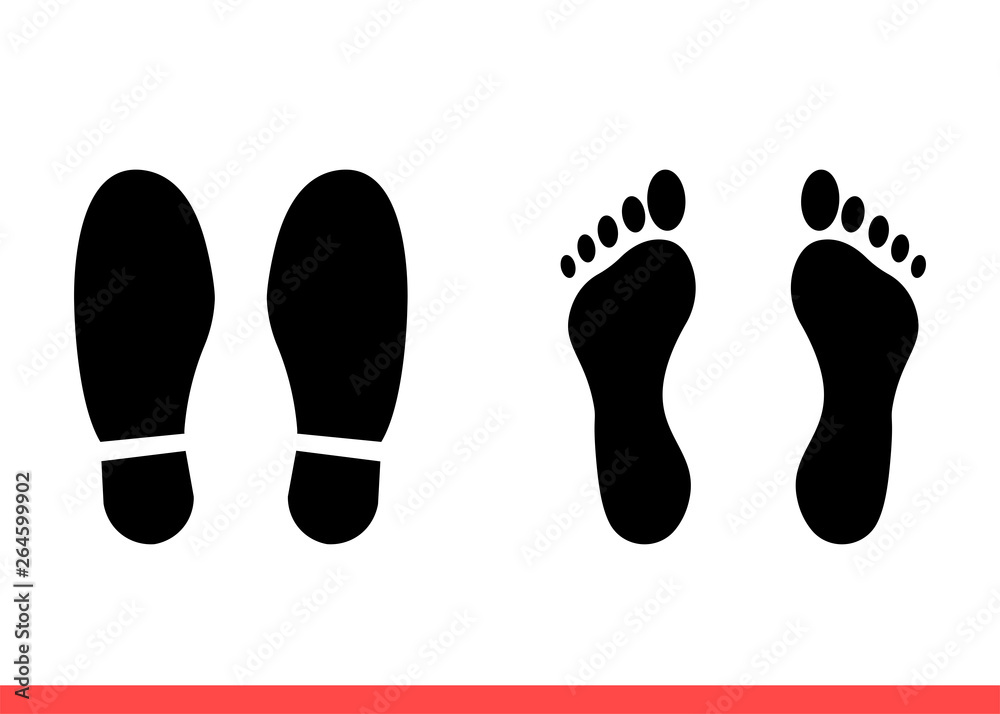 Footsteps icon set, step symbol collection. Simple, flat design on white background Footsteps icon set, step symbol collection. Simple, flat design on white background