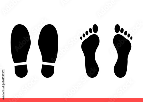 Footsteps icon set, step symbol collection. Simple, flat design on white background