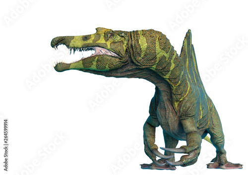 spinosaurus in white background and no shadows. This spinosaurus in clipping path is very useful for graphic design creations © DM7