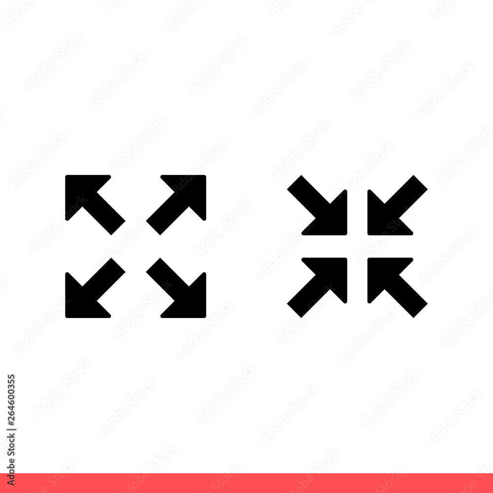 Obraz premium Full screen icon set, size symbol. Simple, flat design on white background