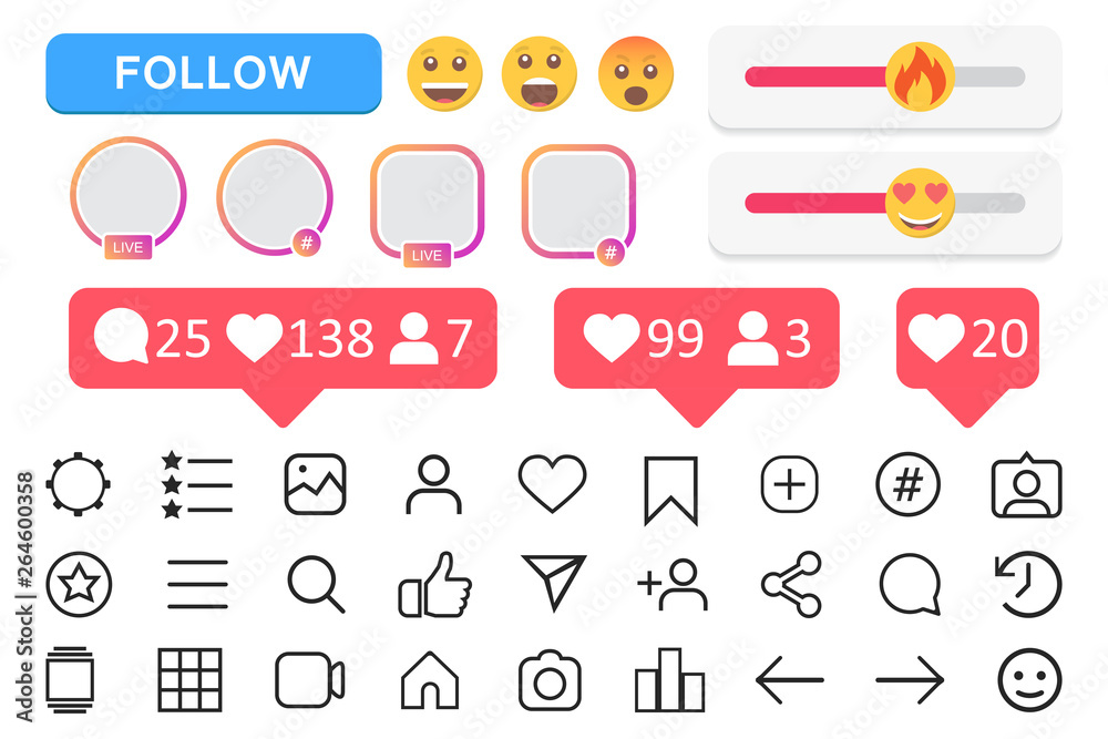 Big set of social media icons. Vector illustration Big set of social media icons. Vector illustration