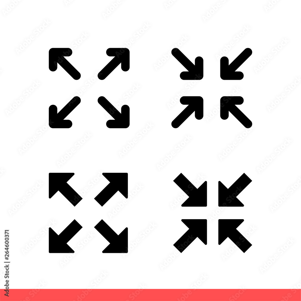 Full screen icon set, size symbol. Simple, flat design on white background Full screen icon set, size symbol. Simple, flat design on white background