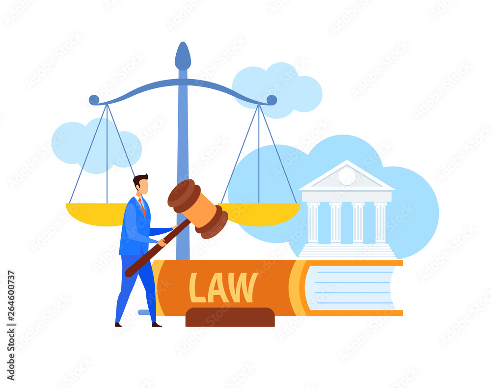 Fototapeta premium Lawyer, Legal Advisor Holding Gavel Flat Character