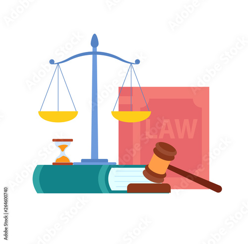 Law, Order, Court Symbols Vector Illustration