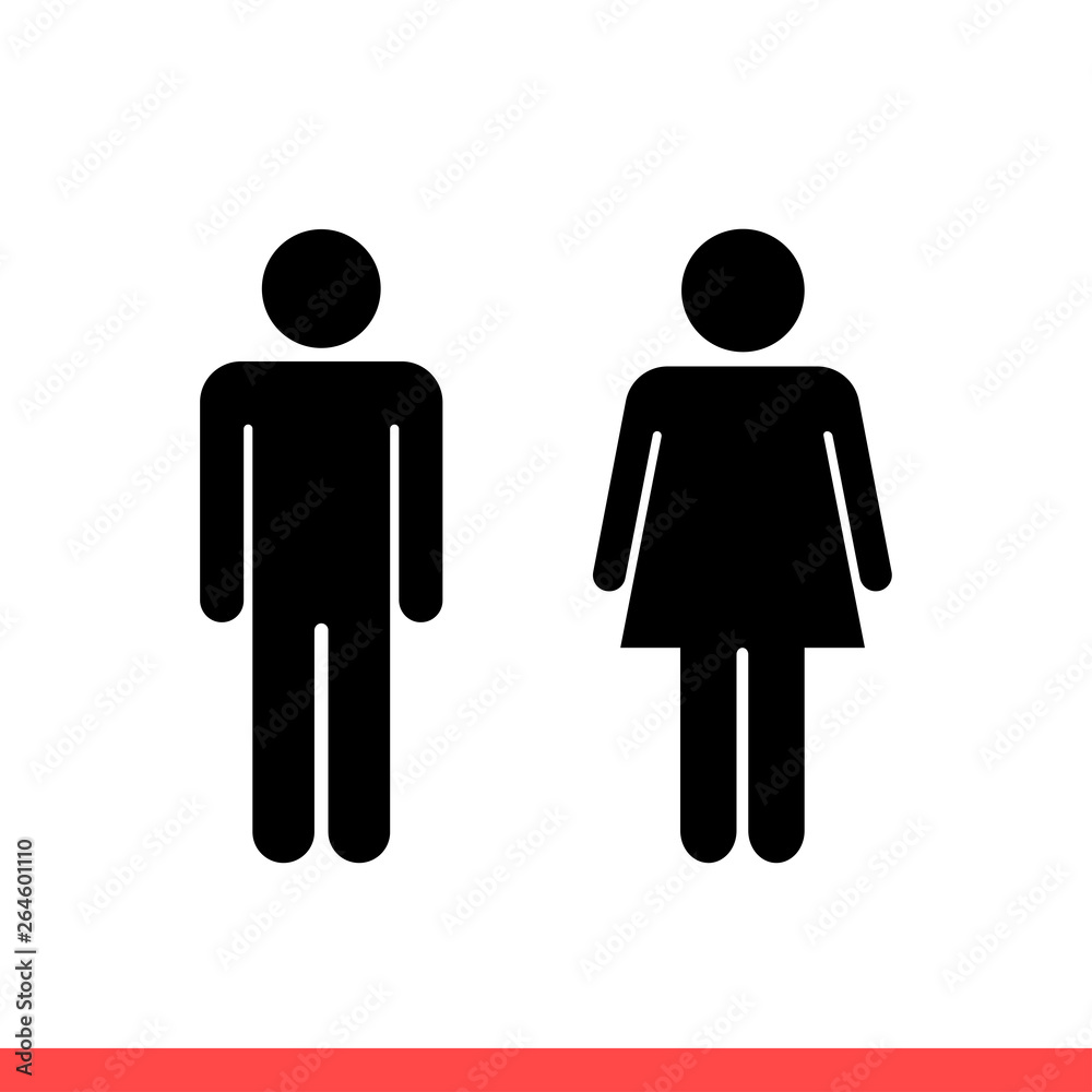 Man and woman icon set, male female symbol. Simple, flat design on white background Man and woman icon set, male female symbol. Simple, flat design on white background