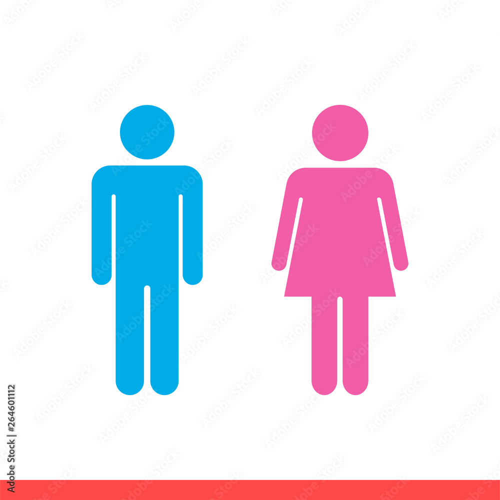 Man and woman icon set, male female symbol. Simple, flat design on white  background Stock Vector | Adobe Stock