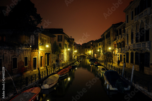 Photography Venice canal at night