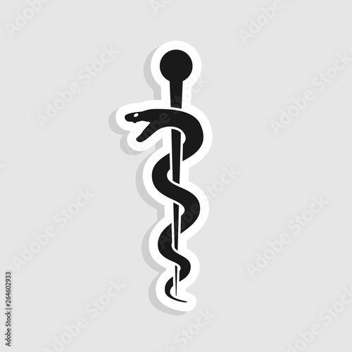 medical snake health symbol. line art. Modern depiction of the caduceus, vector silhouette.