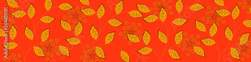 Floral seasonal golden background. Background design for banner, wallpaper, poster, flyer, invitation, greeting card, sale banner. Vector illustration. © Надежда Романовская