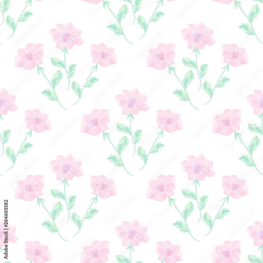 Seamless watercolor floral pattern on a white background