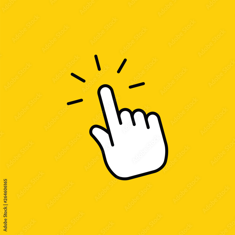 Clicking finger icon, hand pointer vector Clicking finger icon, hand pointer vector