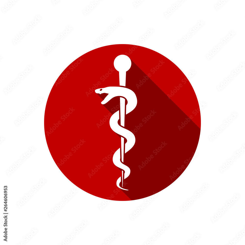 Caduceus medical symbol icon. Flat style vector. Caduceus snake health symbol Caduceus medical symbol icon. Flat style vector. Caduceus snake health symbol