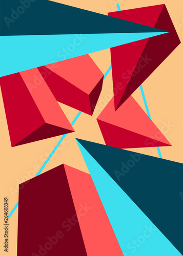 geometry red pink blue colors abstract polygons background