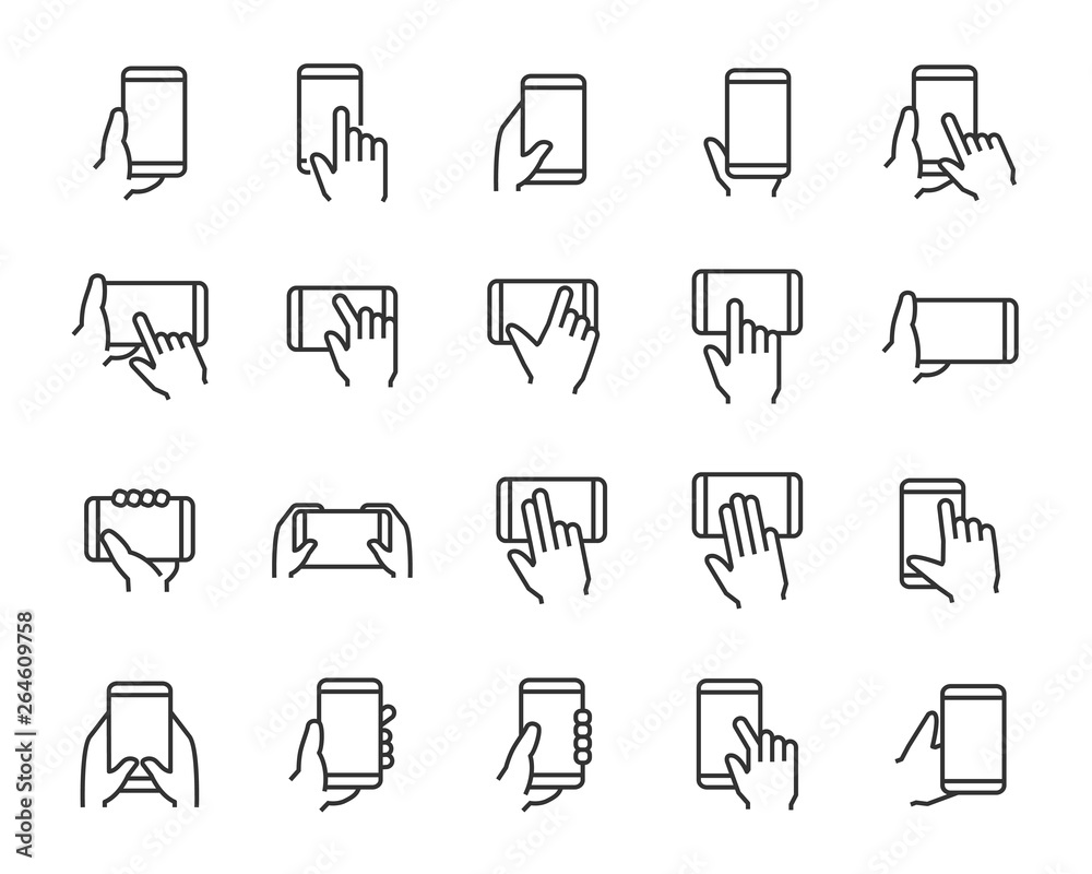 set of phone icons, such as hand, app, phone, tap, touch, laptop, computer set of phone icons, such as hand, app, phone, tap, touch, laptop, computer