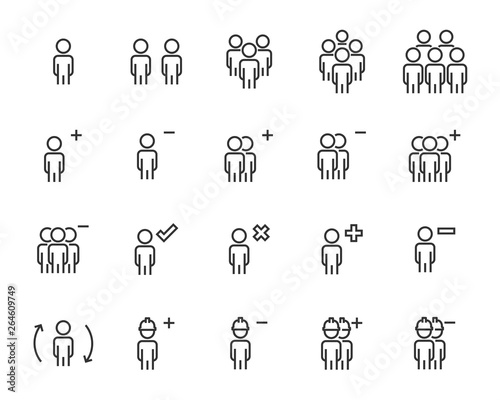 set of people line icons, such as human, team, person, man