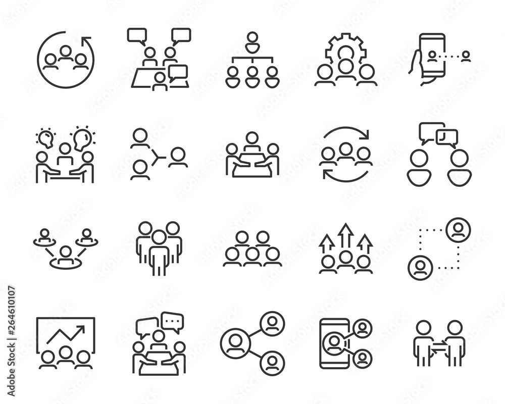 set of business people icons, such as meeting, team, structure, communication, member, group set of business people icons, such as meeting, team, structure, communication, member, group