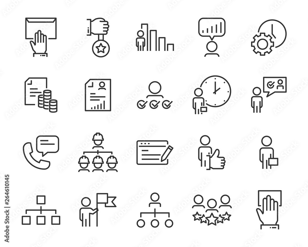 set of job seach icons ,such as work, career, traning, business, skill, meeting