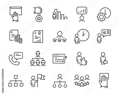 set of job seach icons ,such as work, career, traning, business, skill, meeting