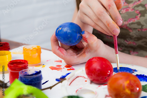 preparation for Easter. Coloring Easter eggs