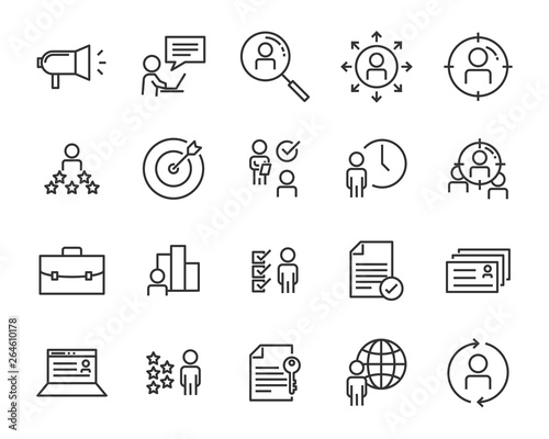 set of job seach icons ,such as work, career, traning, business, skill, meeting