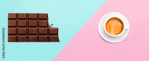 Schokolade und Kaffee auf Hintergrund