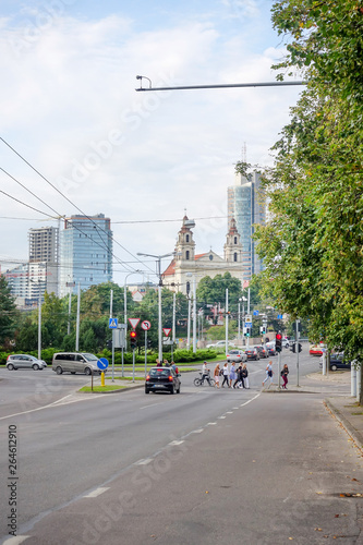 Fototapeta Naklejka Na Ścianę i Meble -  VILNIUS, LITHUANIA - September 2, 2017: Street view of downtown in Vilnius city, Lithuanian