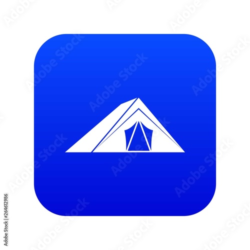 Tent icon digital blue for any design isolated on white vector illustration