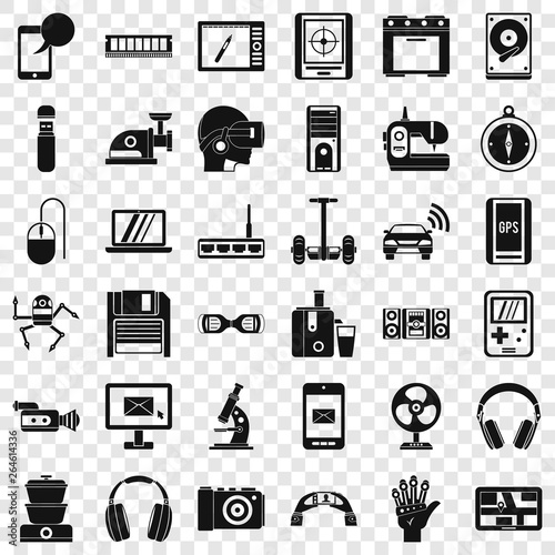 Modern device icons set. Simple style of 36 modern device vector icons for web for any design