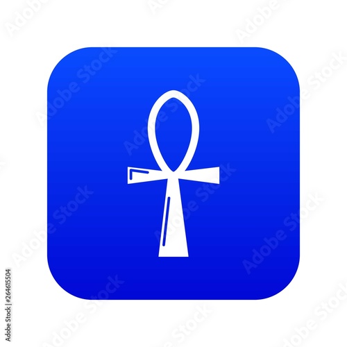 Ancient egyptian cross ankh icon blue vector isolated on white background