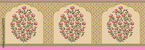 indian mughal flower border photo