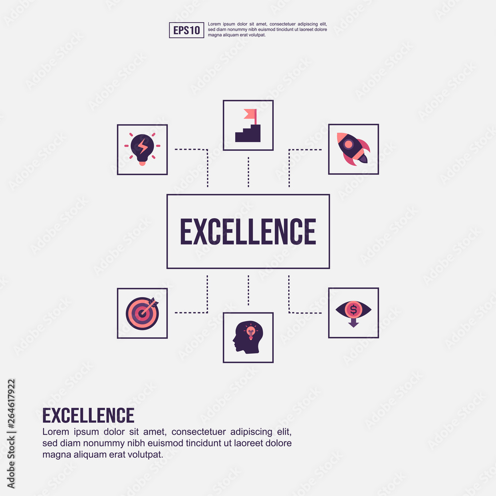 Excellence concept for presentation, promotion, social media marketing, and more. Minimalist Excellence infographic with flat icon