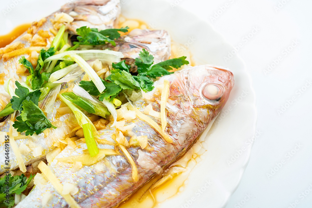Chinese dish steamed red shirt fish Chinese dish steamed red shirt fish