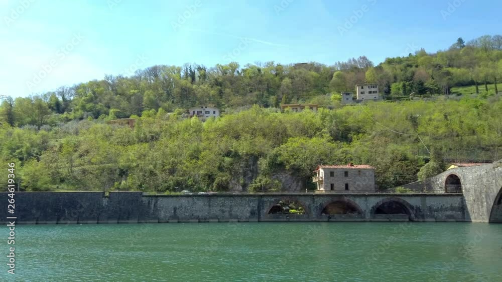 The Bridge of the Devil (Ponte della Maddalena) in Garfagnana Lucca gimbal pan The Bridge of the Devil (Ponte della Maddalena) in Garfagnana Lucca gimbal pan