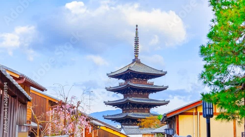 Time lapse Yasaka pagoda in Kyoto,Japan. photo