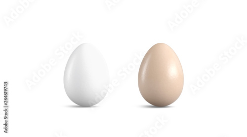 Blank brown and white easter egg mock up set, 3d rendering. Empty fresh product mockup, front view. Clear holy eggshell for cultural tradition template.