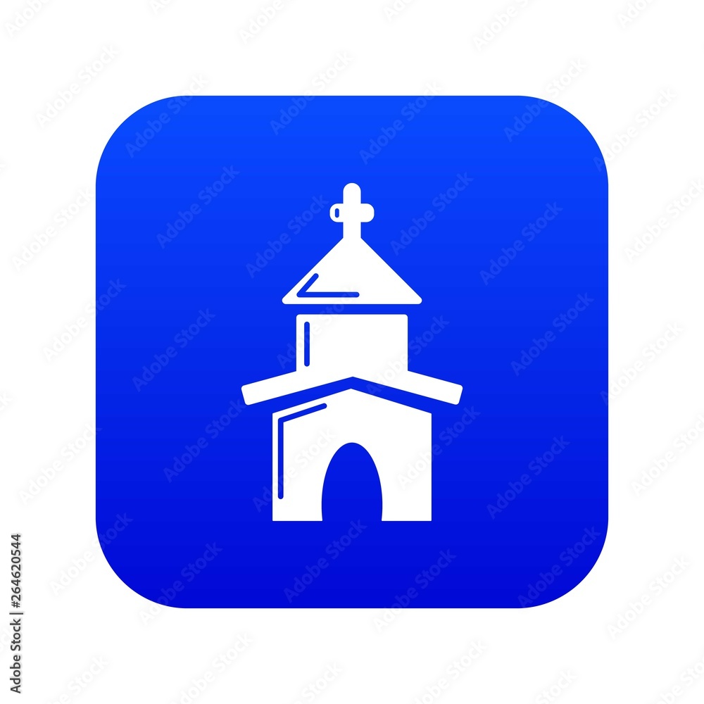 Church icon blue vector isolated on white background