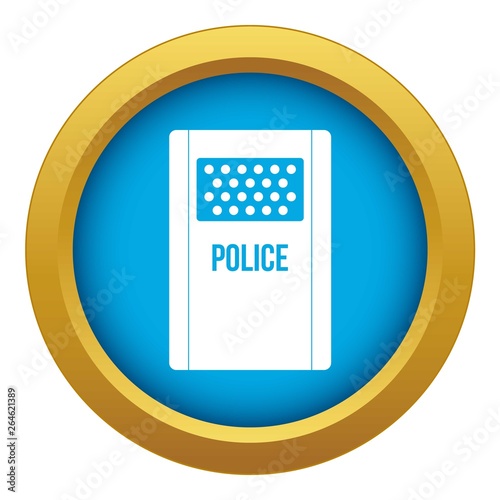 Riot shield icon blue vector isolated on white background for any design