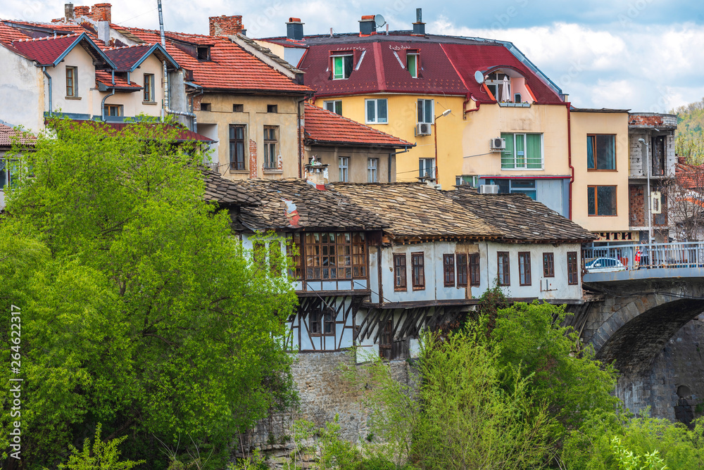 Old and new houses in Bulgarian city Тroyan 