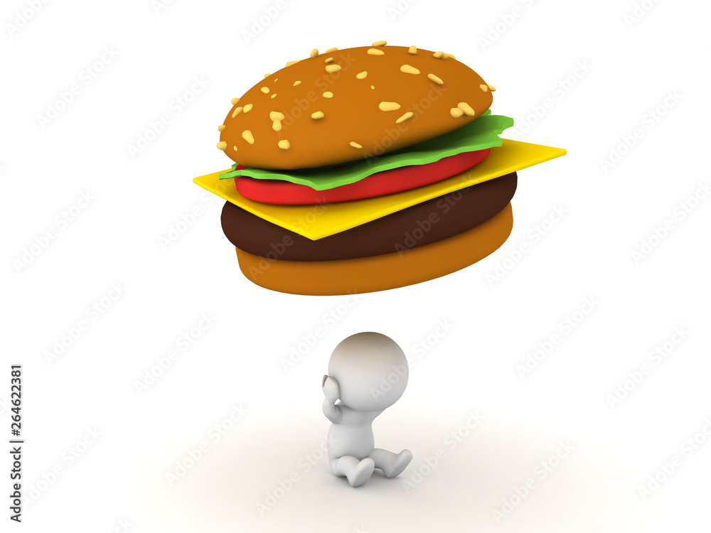 3D Rendering of fast food addiction image 3D Rendering of fast food addiction image