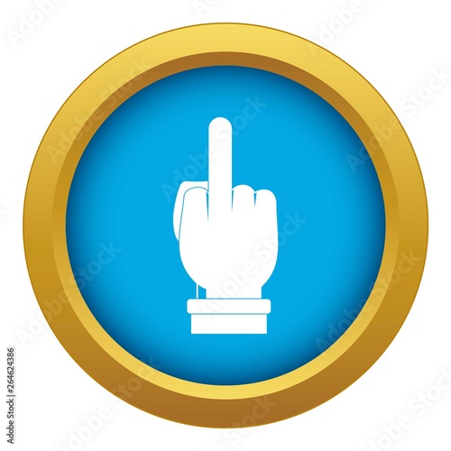 Middle finger hand sign icon blue vector isolated on white background for any design