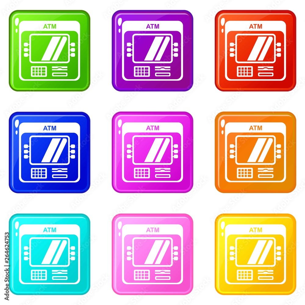 Computer icons set 9 color collection isolated on white for any design Computer icons set 9 color collection isolated on white for any design