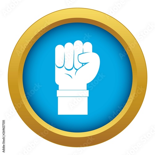Fist icon blue vector isolated on white background for any design