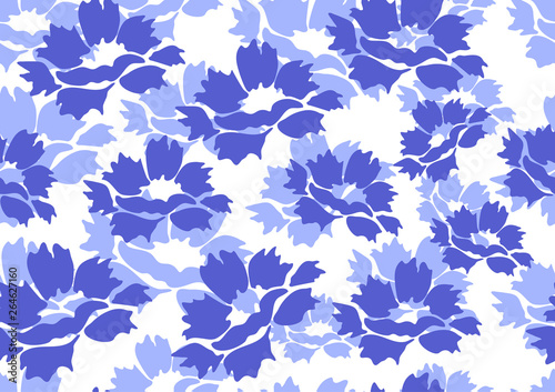 Decorative seamless floral background with simple peony flowers on a white background.