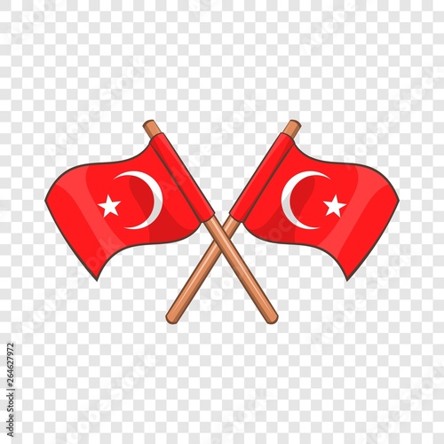 Turkey crossed flags icon. Cartoon illustration of Turkey flags vector icon for web design