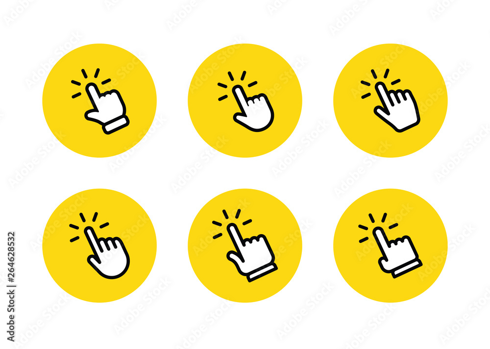 Clicking finger icon, hand pointer vector collection Clicking finger icon, hand pointer vector collection