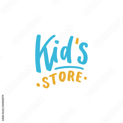 Kid's store logo. Modern typography sign for baby shop.