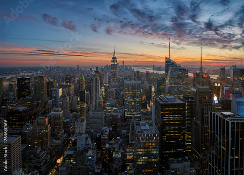 Sunset view over New York City with landmarks as the freedom tower and empire state building  © Donald