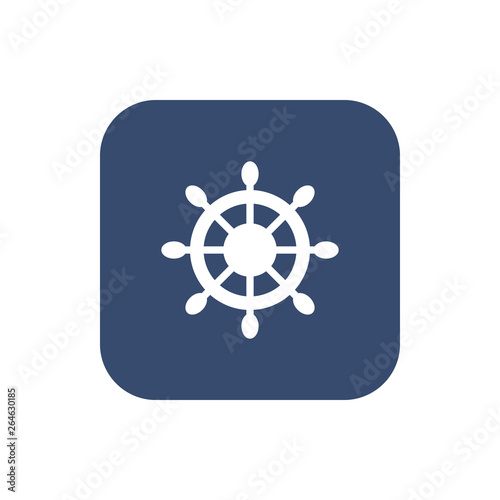 Ship steering wheel icon. Captain rudder sign. Sailing symbol. Flat web icon.